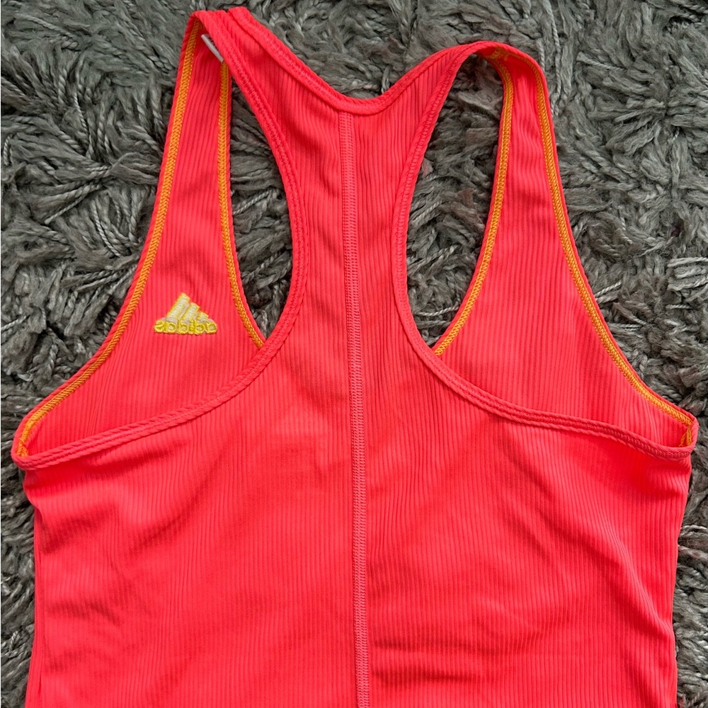 adidas Neon Ribbed Racerback Tank Top - Picture 4 of 4